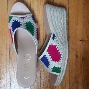 Gaimo Multi-Fuchsia Patchwork Wedge Espadrilles